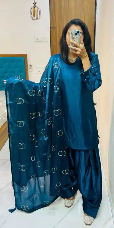 Rama Blue Silk Salwar Suit | Jump Suits, Salwar suit, Casual Suits, Creative suits, Designer Suits, Palazzo Suits, Party Wear Suits, Patiala Suits, Straight Suits