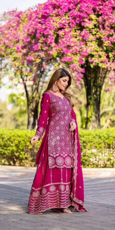 Rani Pink Chinon Thread Sequence Work Salwar Suit | Jump Suits, Salwar suit, Casual Suits, Creative suits, Designer Suits, Palazzo Suits, Party Wear Suits, Patiala Suits, Straight Suits