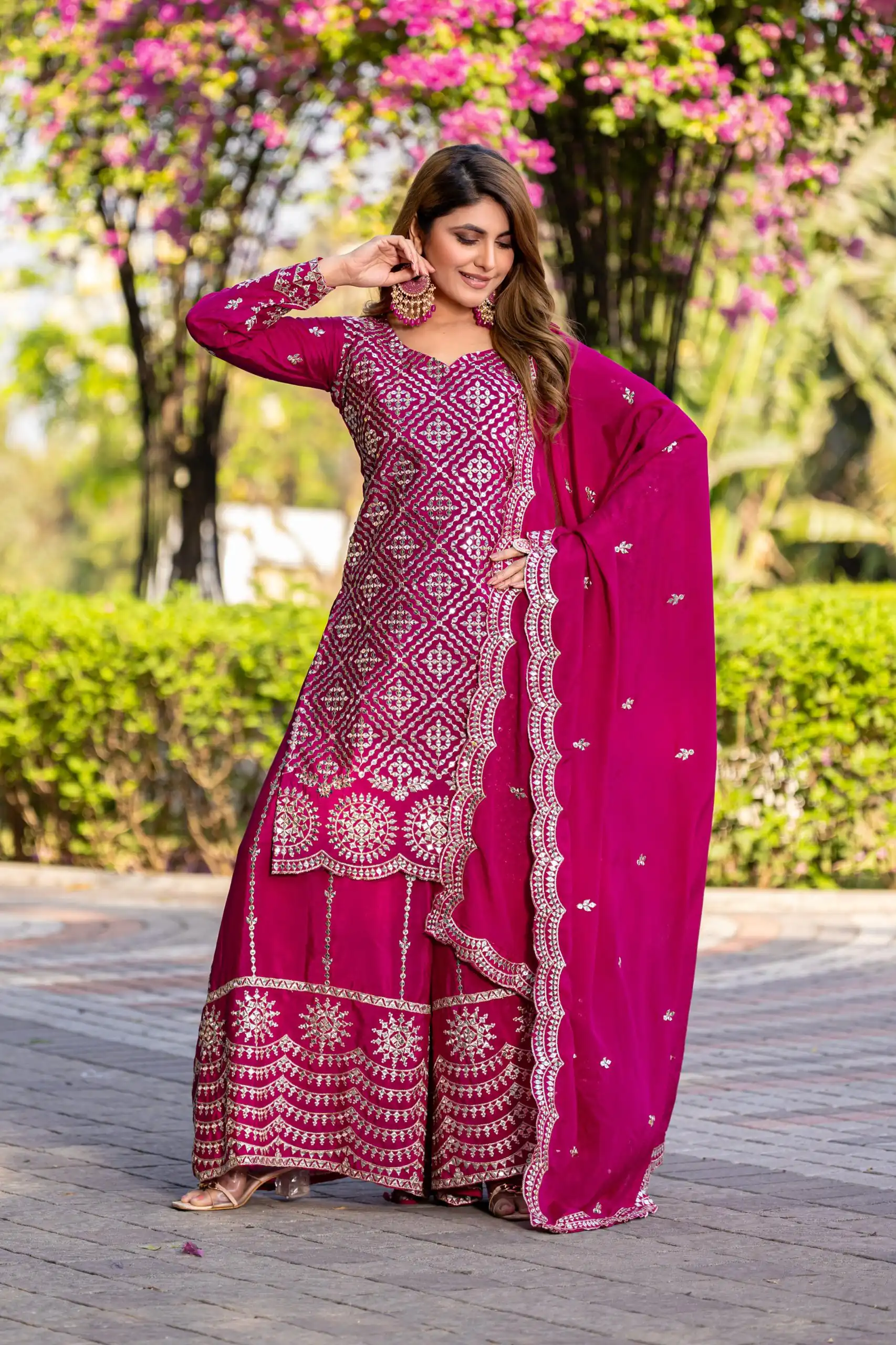 Rani Pink Chinon Thread Sequence Work Salwar Suit | Jump Suits, Salwar suit, Casual Suits, Creative suits, Designer Suits, Palazzo Suits, Party Wear Suits, Patiala Suits, Straight Suits
