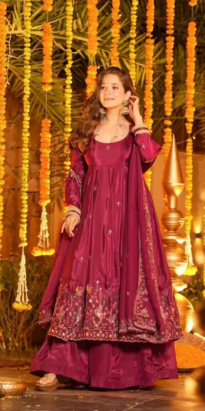 Rani Pink Crap Silk Thread Work Salwar Suit | Jump Suits, Salwar suit, Casual Suits, Creative suits, Designer Suits, Palazzo Suits, Party Wear Suits, Patiala Suits, Straight Suits