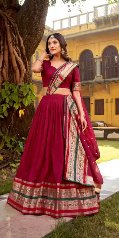 Rani Pink Pure Chanderi Zari Weaving Work Lehenga Choli | Lehenga, Bollywood Lehenga, Creative Lehenga, Designer Lehenga, Embroidered Lehenga, Party Wear Lehenga