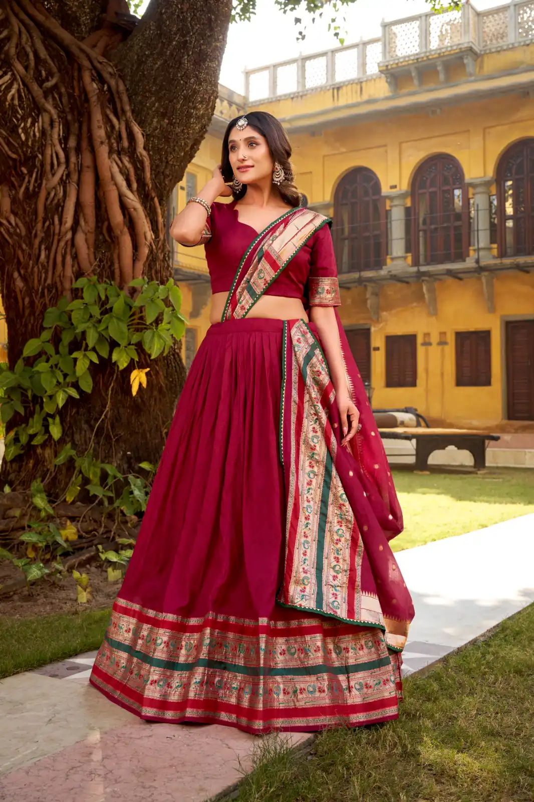 Rani Pink Pure Chanderi Zari Weaving Work Lehenga Choli | Lehenga, Bollywood Lehenga, Creative Lehenga, Designer Lehenga, Embroidered Lehenga, Party Wear Lehenga