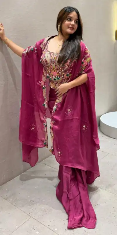 Rani Pink Rangoli Silk Embroidery Work Dhoti Suit | Jump Suits, Salwar suit, Casual Suits, Creative suits, Designer Suits, Palazzo Suits, Party Wear Suits, Patiala Suits, Straight Suits
