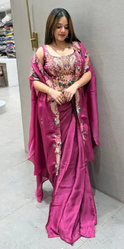 Rani Pink Rangoli Silk Embroidery Work Dhoti Suit | Jump Suits, Salwar suit, Casual Suits, Creative suits, Designer Suits, Palazzo Suits, Party Wear Suits, Patiala Suits, Straight Suits