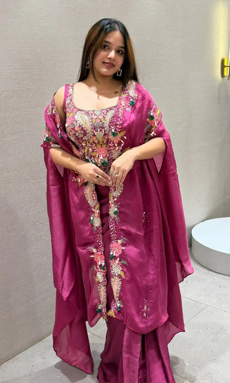 Rani Pink Rangoli Silk Embroidery Work Dhoti Suit | Jump Suits, Salwar suit, Casual Suits, Creative suits, Designer Suits, Palazzo Suits, Party Wear Suits, Patiala Suits, Straight Suits
