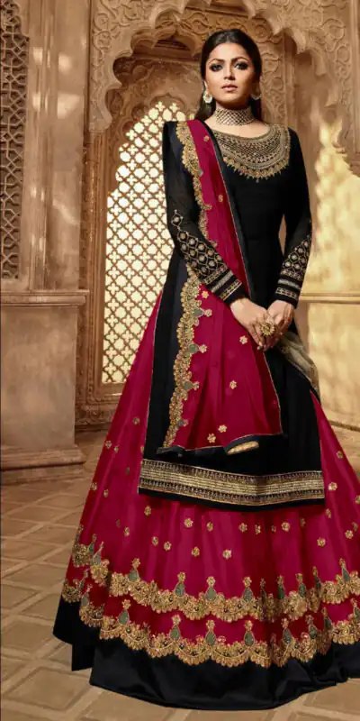 Rani Pink Satin Georgette Stone Work Salwar Suit | Jump Suits, Salwar suit, Casual Suits, Creative suits, Designer Suits, Palazzo Suits, Party Wear Suits, Patiala Suits, Straight Suits