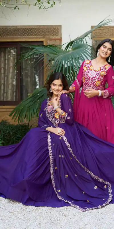 Rani Pink Star Georgette With Embroidery Work Gown | Jump Suits, Salwar suit, Casual Suits, Creative suits, Designer Suits, Palazzo Suits, Party Wear Suits, Patiala Suits, Straight Suits