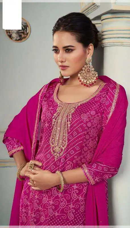 Rani Pink Viscose Silk Sequence Work Digital Print Salwar Suit | Jump Suits, Salwar suit, Casual Suits, Creative suits, Designer Suits, Palazzo Suits, Party Wear Suits, Patiala Suits, Straight Suits