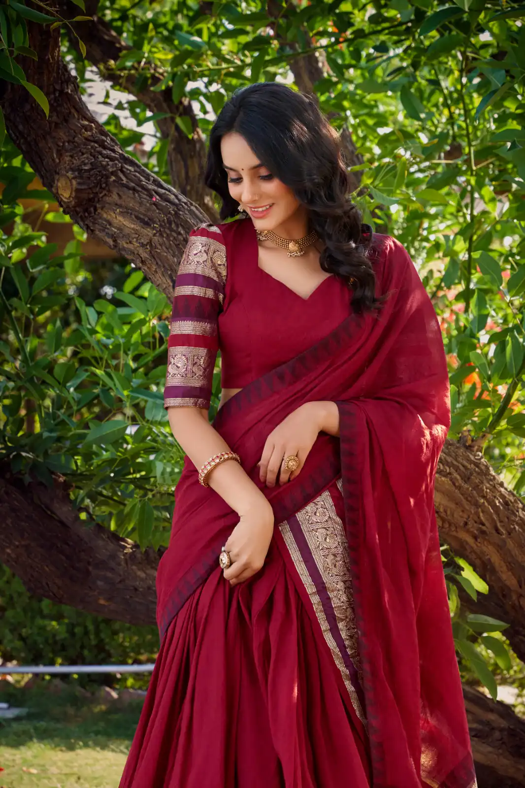 Red Chanderi Plain Lehenga Choli | Lehenga, Bollywood Lehenga, Creative Lehenga, Designer Lehenga, Embroidered Lehenga, Party Wear Lehenga