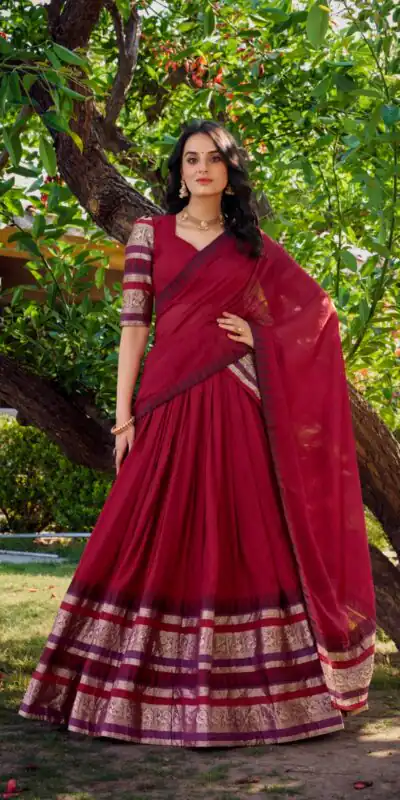 Red Chanderi Plain Lehenga Choli | Lehenga, Bollywood Lehenga, Creative Lehenga, Designer Lehenga, Embroidered Lehenga, Party Wear Lehenga