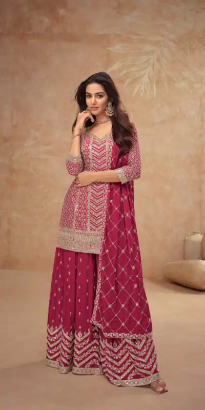 Red Chinon Sequence Work Salwar Suit | Jump Suits, Salwar suit, Casual Suits, Creative suits, Designer Suits, Palazzo Suits, Party Wear Suits, Patiala Suits, Straight Suits