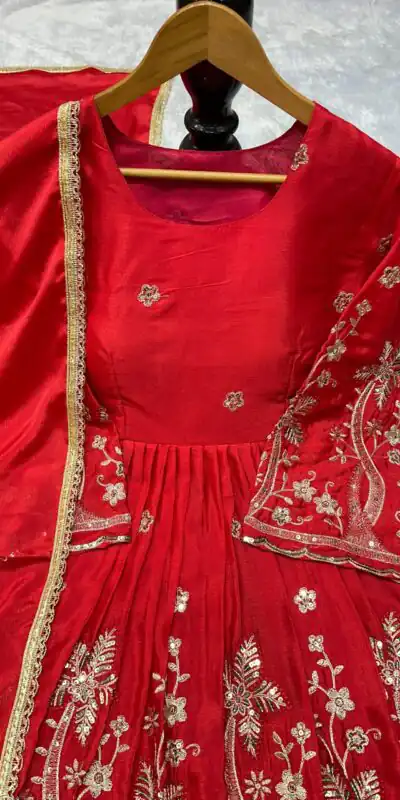 Red Chinon Silk Lace Embroidery Work Salwar Suit | Jump Suits, Salwar suit, Casual Suits, Creative suits, Designer Suits, Palazzo Suits, Party Wear Suits, Patiala Suits, Straight Suits