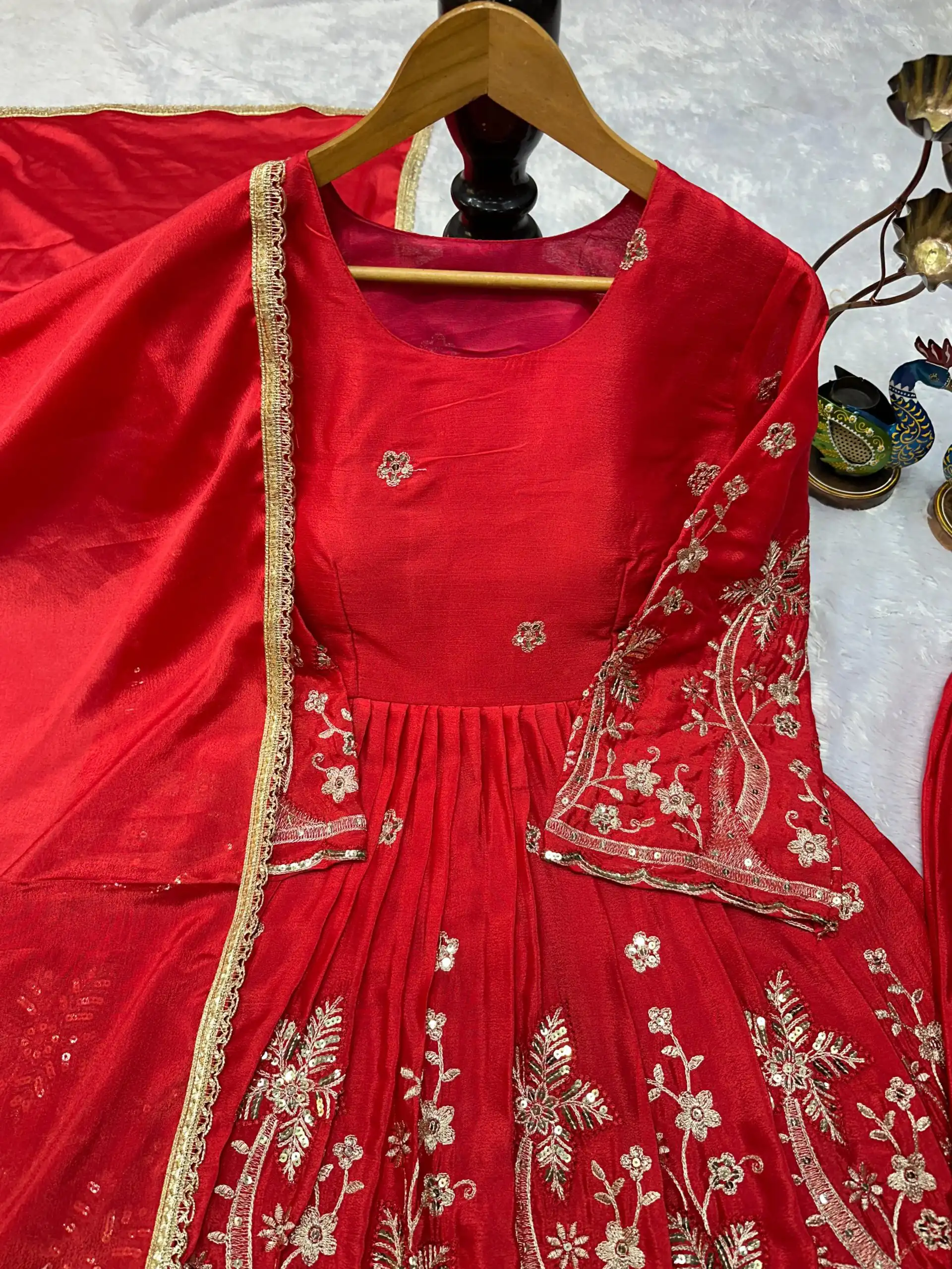 Red Chinon Silk Lace Embroidery Work Salwar Suit | Jump Suits, Salwar suit, Casual Suits, Creative suits, Designer Suits, Palazzo Suits, Party Wear Suits, Patiala Suits, Straight Suits