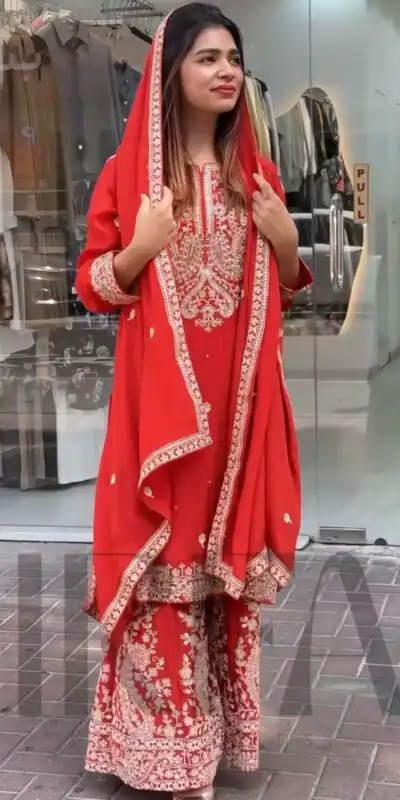 Red Chinon Silk With Embroidery Work Salwar Suit | Jump Suits, Salwar suit, Casual Suits, Creative suits, Designer Suits, Palazzo Suits, Party Wear Suits, Patiala Suits, Straight Suits