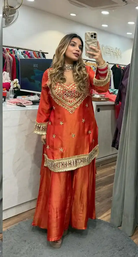Red Cosmos Embroidery Mirror Work Salwar Suit | Jump Suits, Salwar suit, Casual Suits, Creative suits, Designer Suits, Palazzo Suits, Party Wear Suits, Patiala Suits, Straight Suits