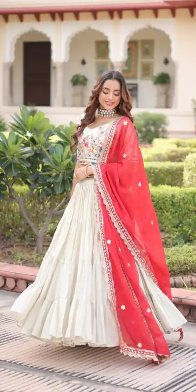Red Cosmos Silk Embroidery Zari Work Lehenga Choli | Lehenga, Bollywood Lehenga, Creative Lehenga, Designer Lehenga, Embroidered Lehenga, Party Wear Lehenga