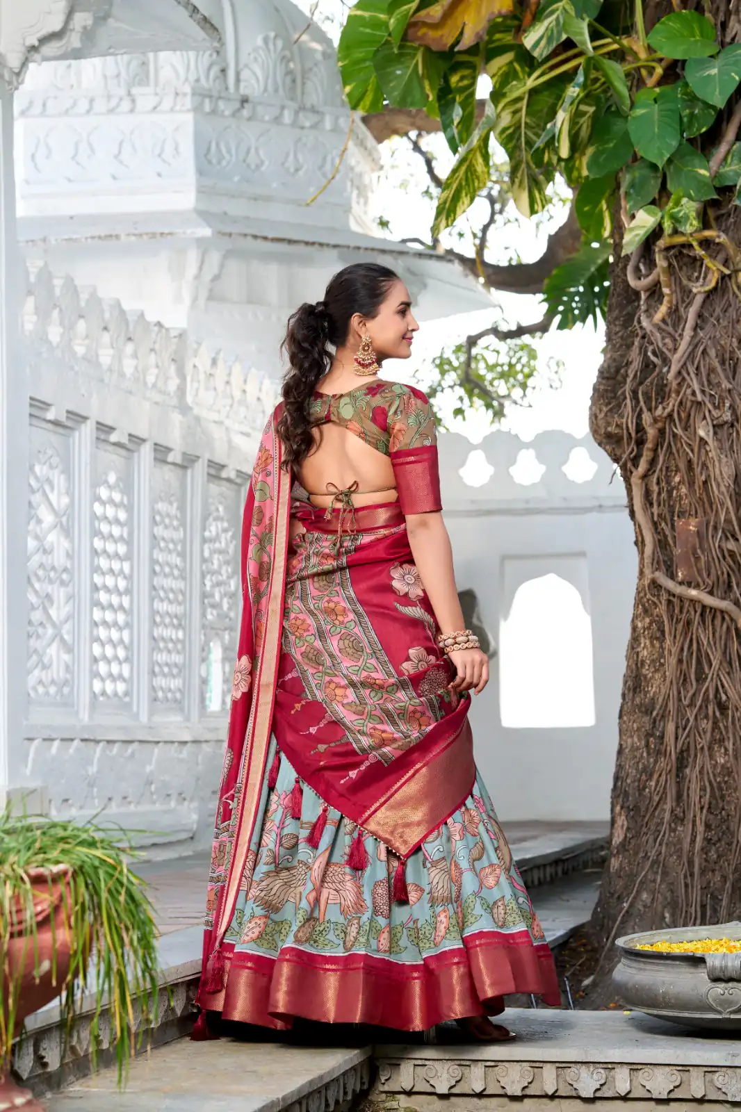 Red Dola Silk Print Zari Border Lehenga Choli | Lehenga, Bollywood Lehenga, Creative Lehenga, Designer Lehenga, Embroidered Lehenga, Party Wear Lehenga