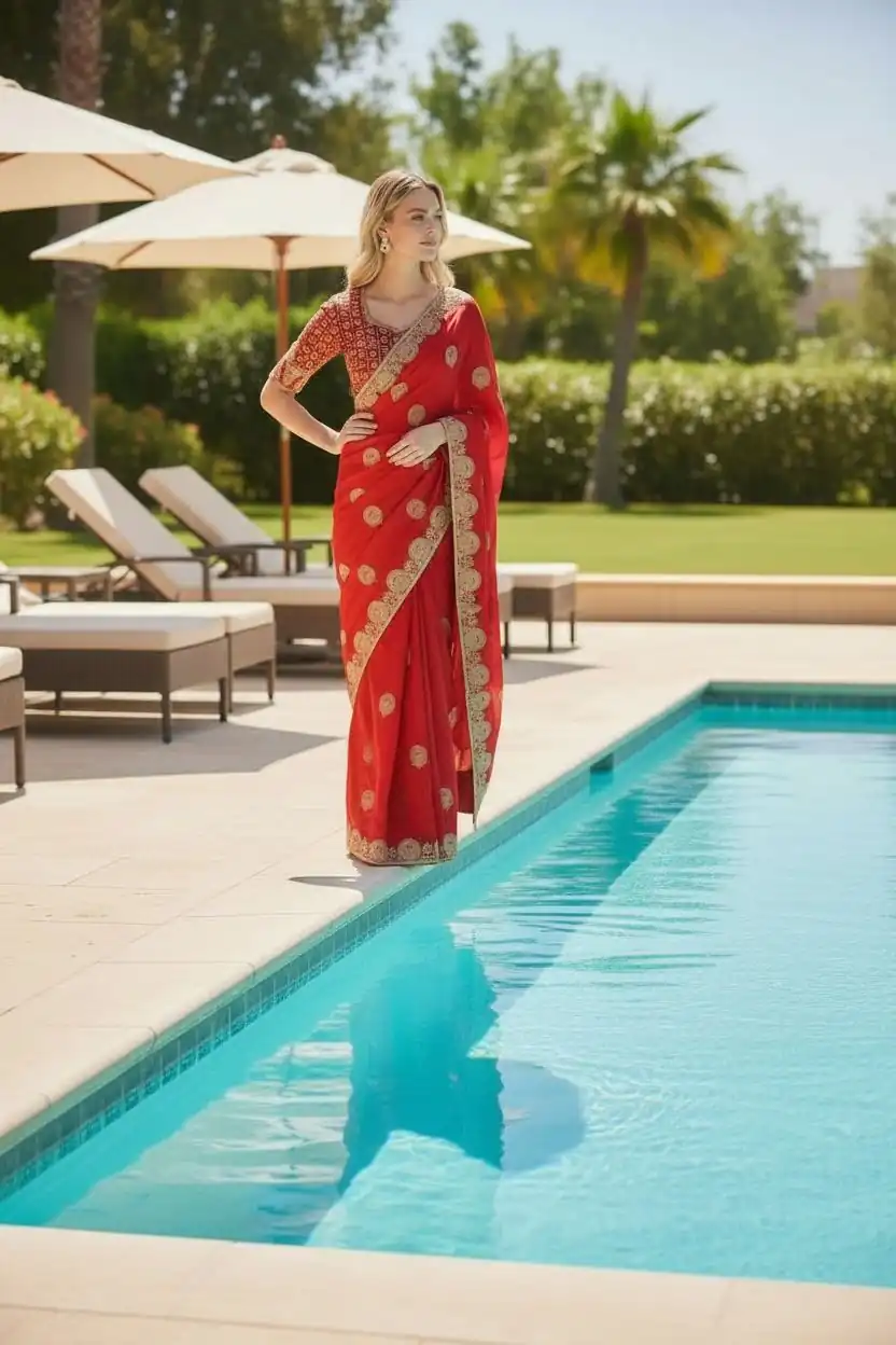 Red Fandy Satin Silk Embroidery Zari Work Saree | Sarees, Bollywood Sarees, Creative Sarees, Designer Sarees, Embroidered Sarees, Ethnic Saree, Modern Digital sarees, Party Wear Sarees