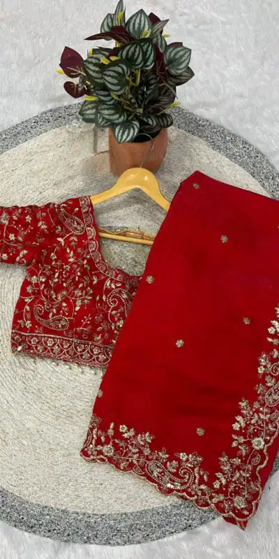 Red Fandy Satin Silk With Sequins Work Saree | Sarees, Bollywood Sarees, Creative Sarees, Designer Sarees, Embroidered Sarees, Ethnic Saree, Modern Digital sarees, Party Wear Sarees