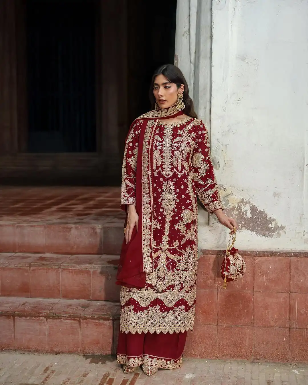 Red Faux Georgette Chain Sequence Work Salwar Suit | Jump Suits, Tops & Bottoms, Track Suits, Salwar suit, Casual Suits, Creative suits, Designer Suits, Palazzo Suits, Party Wear Suits, Patiala Suits, Straight Suits, Trendy Wear