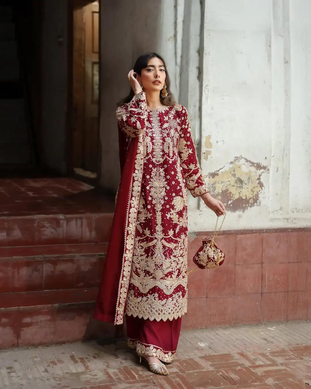 Red Faux Georgette Chain Sequence Work Salwar Suit | Jump Suits, Tops & Bottoms, Track Suits, Salwar suit, Casual Suits, Creative suits, Designer Suits, Palazzo Suits, Party Wear Suits, Patiala Suits, Straight Suits, Trendy Wear