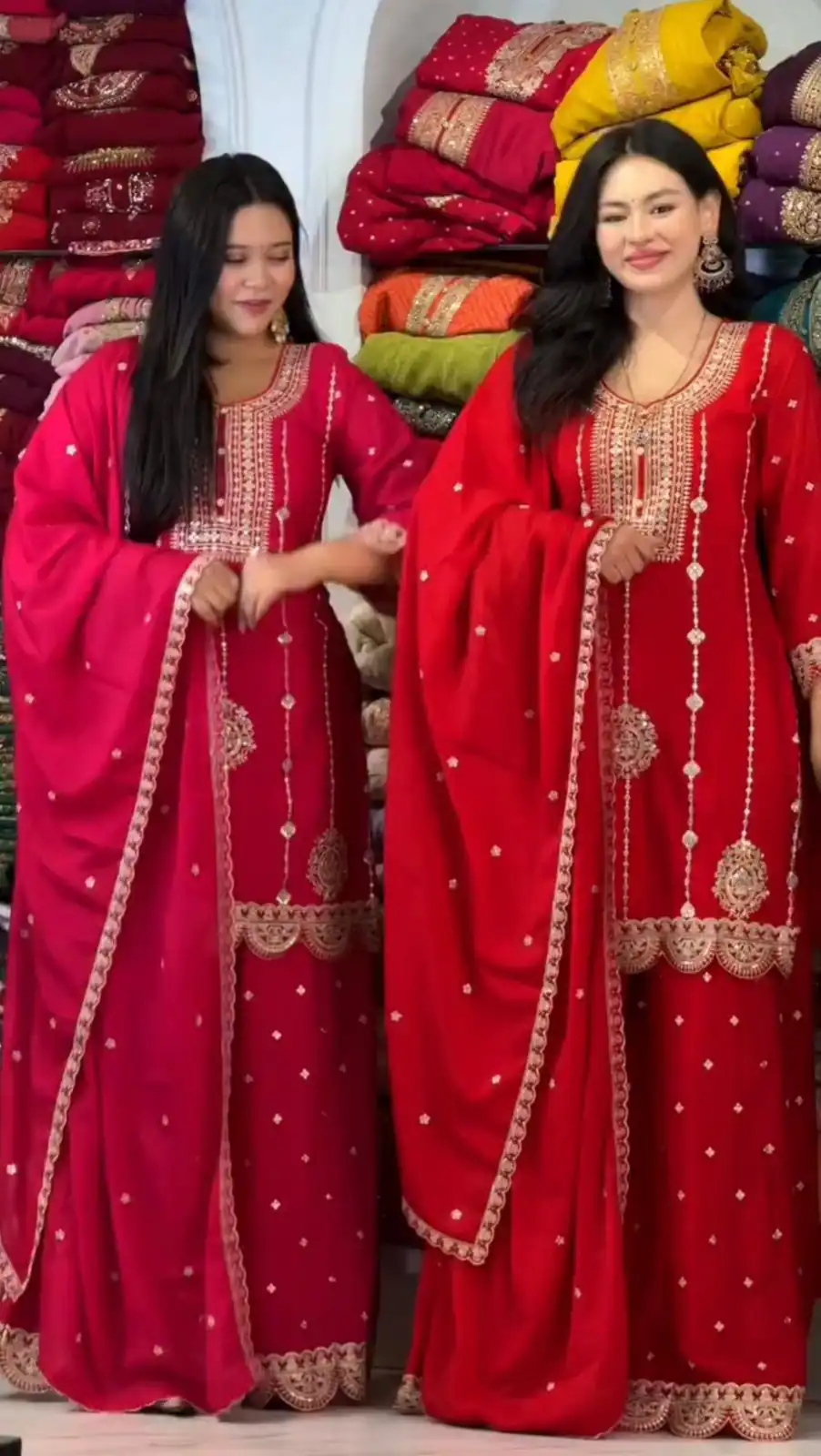 Red Faux Georgette Thread Embroidery Salwar Suit | Jump Suits, Salwar suit, Casual Suits, Creative suits, Designer Suits, Palazzo Suits, Party Wear Suits, Patiala Suits, Straight Suits