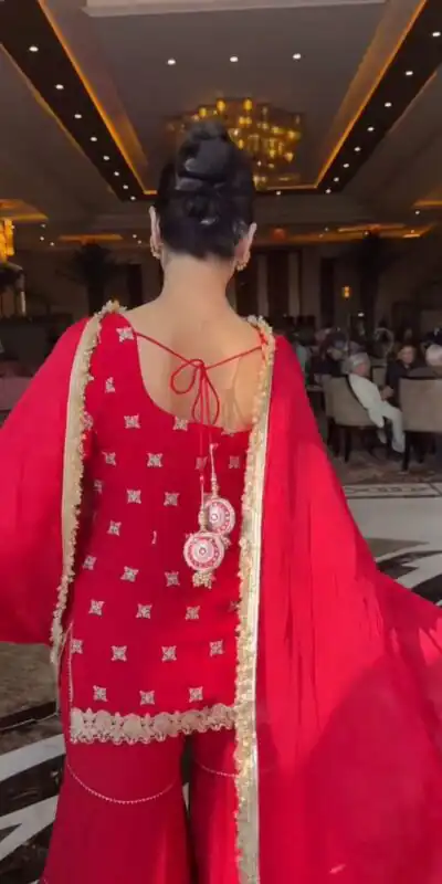 Red Faux Georgette Thread Lace Work Salwar Suit | Jump Suits, Salwar suit, Casual Suits, Creative suits, Designer Suits, Palazzo Suits, Party Wear Suits, Patiala Suits, Straight Suits