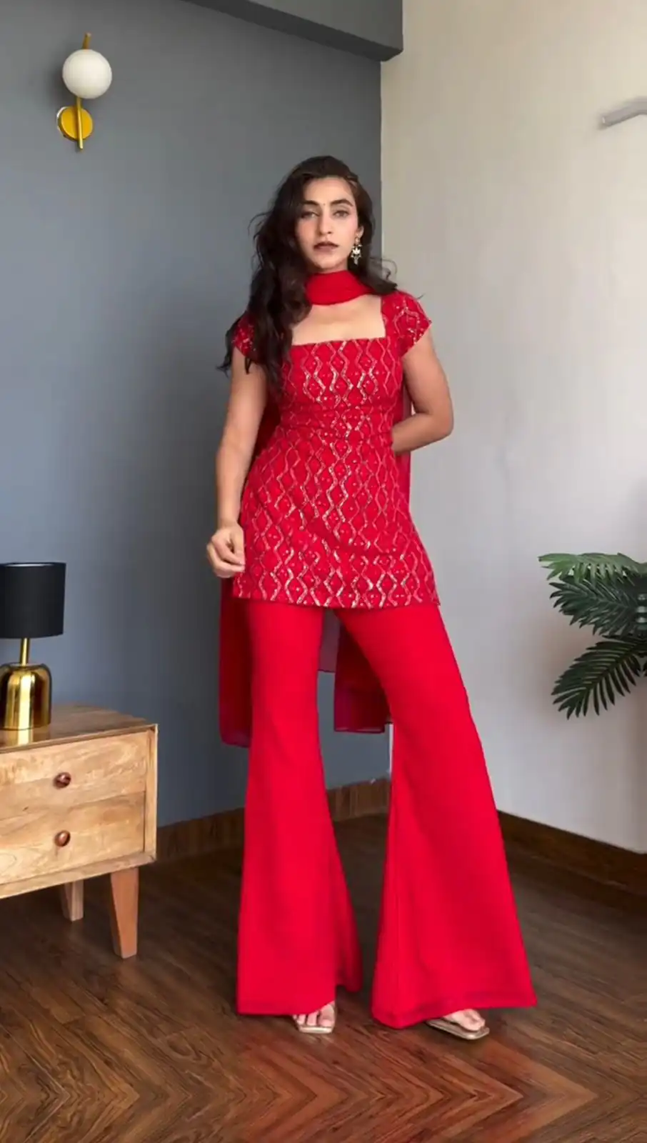 Red Faux Georgette Thread Work Salwar Suit | Jump Suits, Salwar suit, Casual Suits, Creative suits, Designer Suits, Palazzo Suits, Party Wear Suits, Patiala Suits, Straight Suits