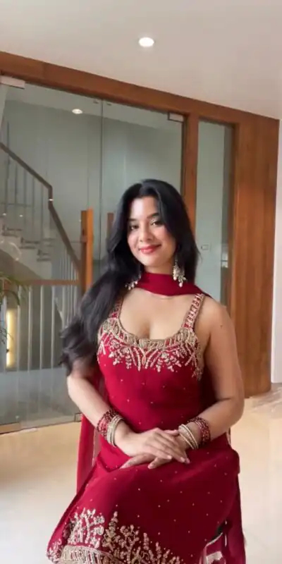 Red Faux Georgette With Lace Work Salwar Suit | Jump Suits, Tops & Bottoms, Track Suits, Salwar suit, Casual Suits, Creative suits, Designer Suits, Palazzo Suits, Party Wear Suits, Patiala Suits, Straight Suits, Trendy Wear