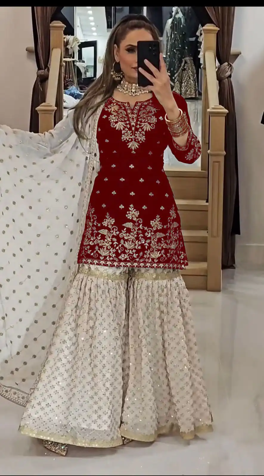 Red Fox Georgette Embroidery Lace Work Salwar Suit | Jump Suits, Tops & Bottoms, Track Suits, Salwar suit, Casual Suits, Creative suits, Designer Suits, Palazzo Suits, Party Wear Suits, Patiala Suits, Straight Suits, Trendy Wear