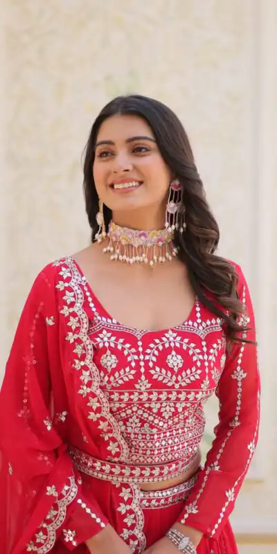 Red Fox Georgette Embroidery Work Lehenga Choli | Lehenga, Bollywood Lehenga, Creative Lehenga, Designer Lehenga, Embroidered Lehenga, Party Wear Lehenga