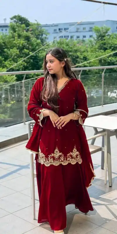 Red Fox Georgette Lace Embroidery Work Salwar Suit | Jump Suits, Salwar suit, Casual Suits, Creative suits, Designer Suits, Palazzo Suits, Party Wear Suits, Patiala Suits, Straight Suits