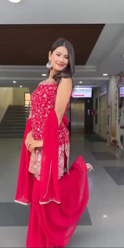 Red Fox Georgette Sequence Lace Work Salwar Suit | Jump Suits, Salwar suit, Casual Suits, Creative suits, Designer Suits, Palazzo Suits, Party Wear Suits, Patiala Suits, Straight Suits