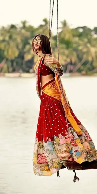 Red Fox Georgette With Embroidery Lehenga Choli | Lehenga, Bollywood Lehenga, Creative Lehenga, Designer Lehenga, Embroidered Lehenga, Party Wear Lehenga