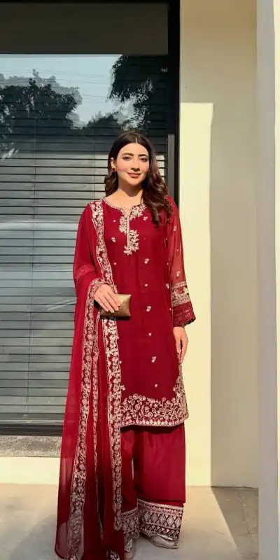 Red French Crap Embroidery Cut Work Salwar Suit | Jump Suits, Salwar suit, Casual Suits, Creative suits, Designer Suits, Palazzo Suits, Party Wear Suits, Patiala Suits, Straight Suits