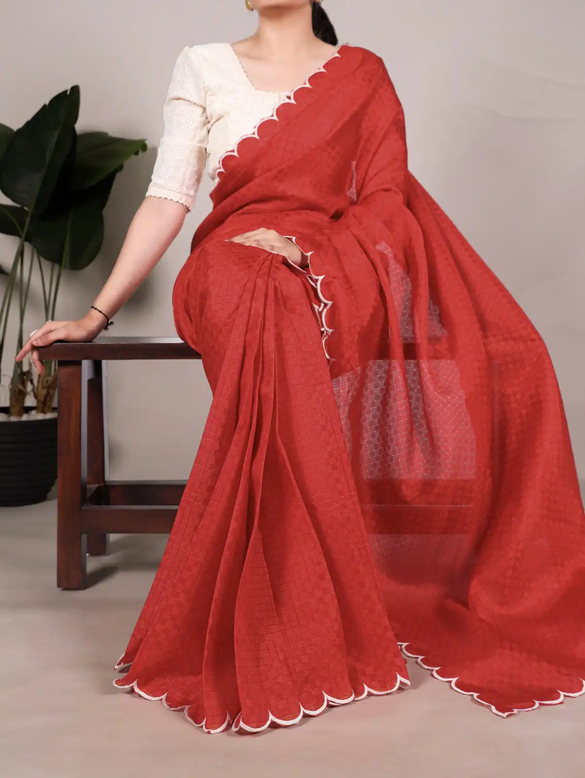 Red Gadhawal Arca Work Saree | Sarees, Bollywood Sarees, Creative Sarees, Designer Sarees, Embroidered Sarees, Ethnic Saree, Modern Digital sarees, Party Wear Sarees