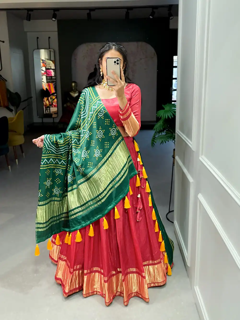 Red Gaji Silk Lagdi patta Lehenga Choli | Lehenga, Bollywood Lehenga, Creative Lehenga, Designer Lehenga, Embroidered Lehenga, Party Wear Lehenga