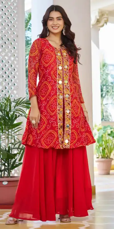 Red Georgette Badhani Print Embroidery Work Salwar Suit | Jump Suits, Tops & Bottoms, Track Suits, Salwar suit, Casual Suits, Creative suits, Designer Suits, Palazzo Suits, Party Wear Suits, Patiala Suits, Straight Suits, Trendy Wear