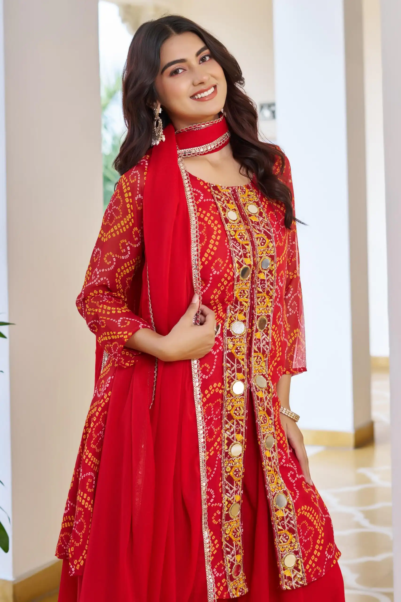 Red Georgette Badhani Print Embroidery Work Salwar Suit | Jump Suits, Tops & Bottoms, Track Suits, Salwar suit, Casual Suits, Creative suits, Designer Suits, Palazzo Suits, Party Wear Suits, Patiala Suits, Straight Suits, Trendy Wear
