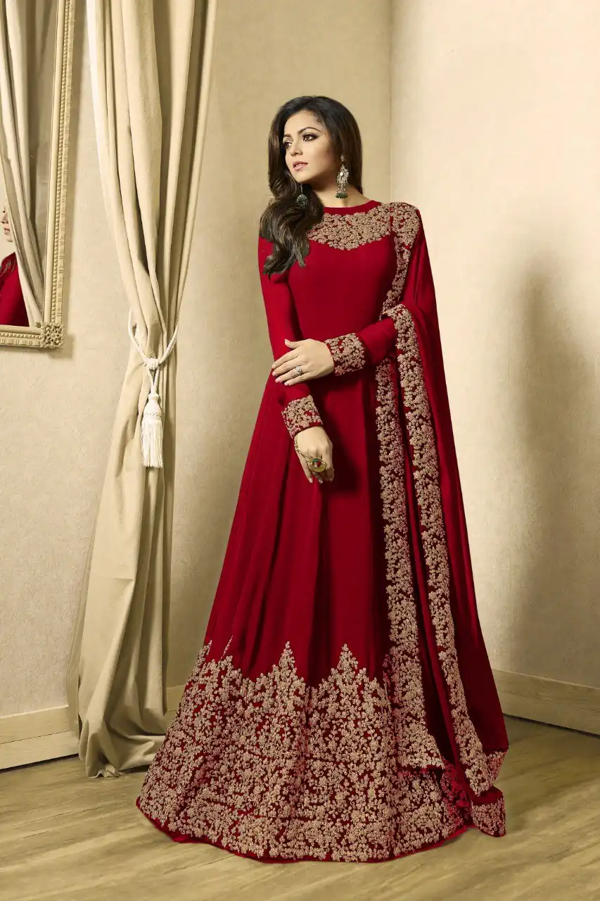 Red Georgette Cording Sharara Suit | Jump Suits, Salwar suit, Casual Suits, Creative suits, Designer Suits, Palazzo Suits, Party Wear Suits, Patiala Suits, Straight Suits