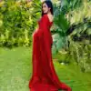 Red Georgette Embroidered Sequin Saree | Sarees, Bollywood Sarees, Creative Sarees, Designer Sarees, Embroidered Sarees, Ethnic Saree, Modern Digital sarees, Party Wear Sarees