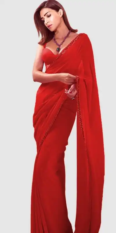Red Georgette Embroidery Dual Sequence Saree | Sarees, Bollywood Sarees, Creative Sarees, Designer Sarees, Embroidered Sarees, Ethnic Saree, Modern Digital sarees, Party Wear Sarees