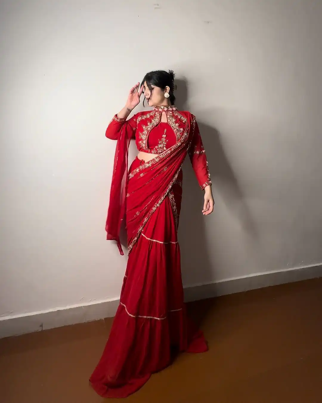 Red Georgette Embroidery Lehenga Saree | Lehenga, Bollywood Lehenga, Creative Lehenga, Designer Lehenga, Embroidered Lehenga, Party Wear Lehenga