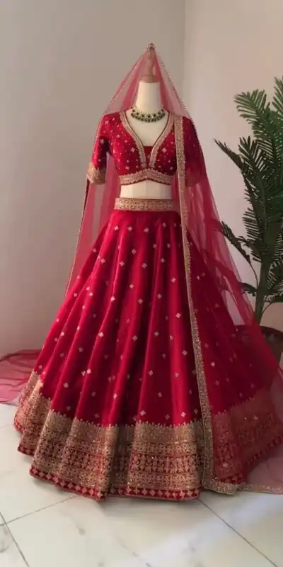 Red Georgette Embroidery Sequence Lehenga Choli | Lehenga, Bollywood Lehenga, Creative Lehenga, Designer Lehenga, Embroidered Lehenga, Party Wear Lehenga