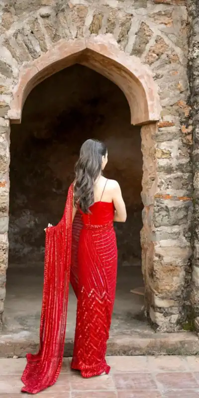 Red Georgette Embroidery Sequence Work Saree | Sarees, Bollywood Sarees, Creative Sarees, Designer Sarees, Embroidered Sarees, Ethnic Saree, Modern Digital sarees, Party Wear Sarees