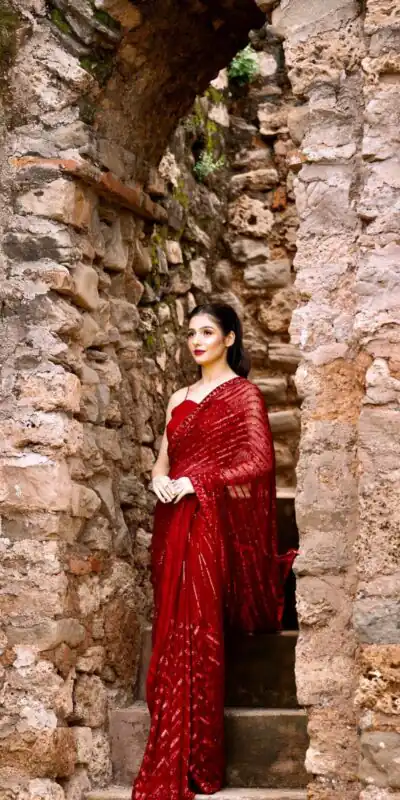 Red Georgette Embroidery Sequence Work Saree | Sarees, Bollywood Sarees, Creative Sarees, Designer Sarees, Embroidered Sarees, Ethnic Saree, Modern Digital sarees, Party Wear Sarees