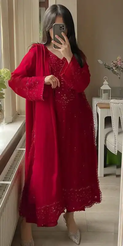 Red Georgette Embroidery Work Salwar Suit | Jump Suits, Tops & Bottoms, Track Suits, Salwar suit, Casual Suits, Creative suits, Designer Suits, Palazzo Suits, Party Wear Suits, Patiala Suits, Straight Suits, Trendy Wear