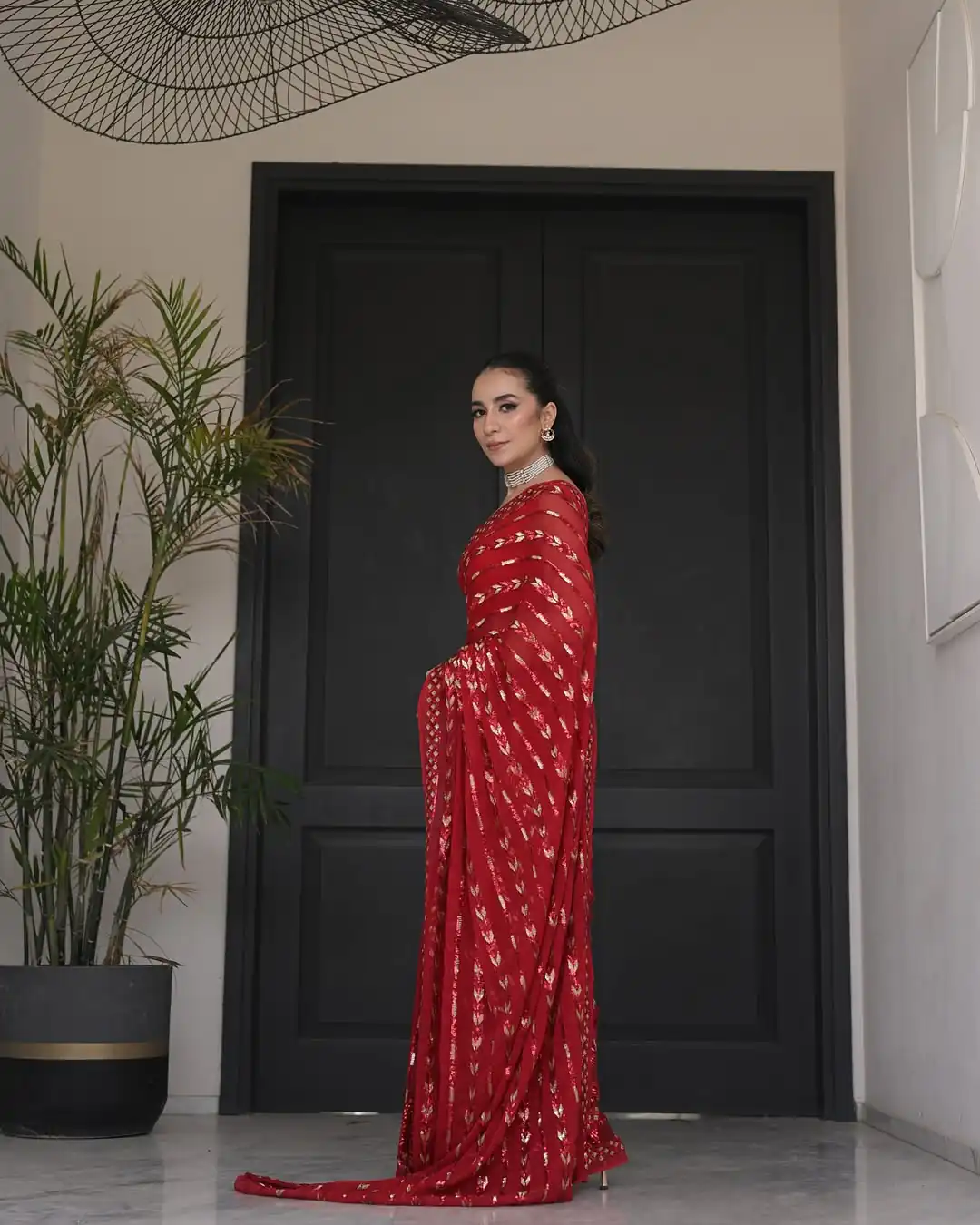 Red Georgette Lace Embroidery Work Saree | Sarees, Bollywood Sarees, Creative Sarees, Designer Sarees, Embroidered Sarees, Ethnic Saree, Modern Digital sarees, Party Wear Sarees