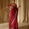 Red Georgette Mirror Sequence Work Saree | Sarees, Bollywood Sarees, Creative Sarees, Designer Sarees, Embroidered Sarees, Ethnic Saree, Modern Digital sarees, Party Wear Sarees