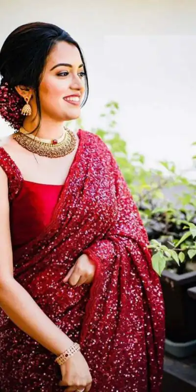 Red Georgette Sequence Embroidery Saree | Sarees, Bollywood Sarees, Creative Sarees, Designer Sarees, Ethnic Saree, Modern Digital sarees, Party Wear Sarees